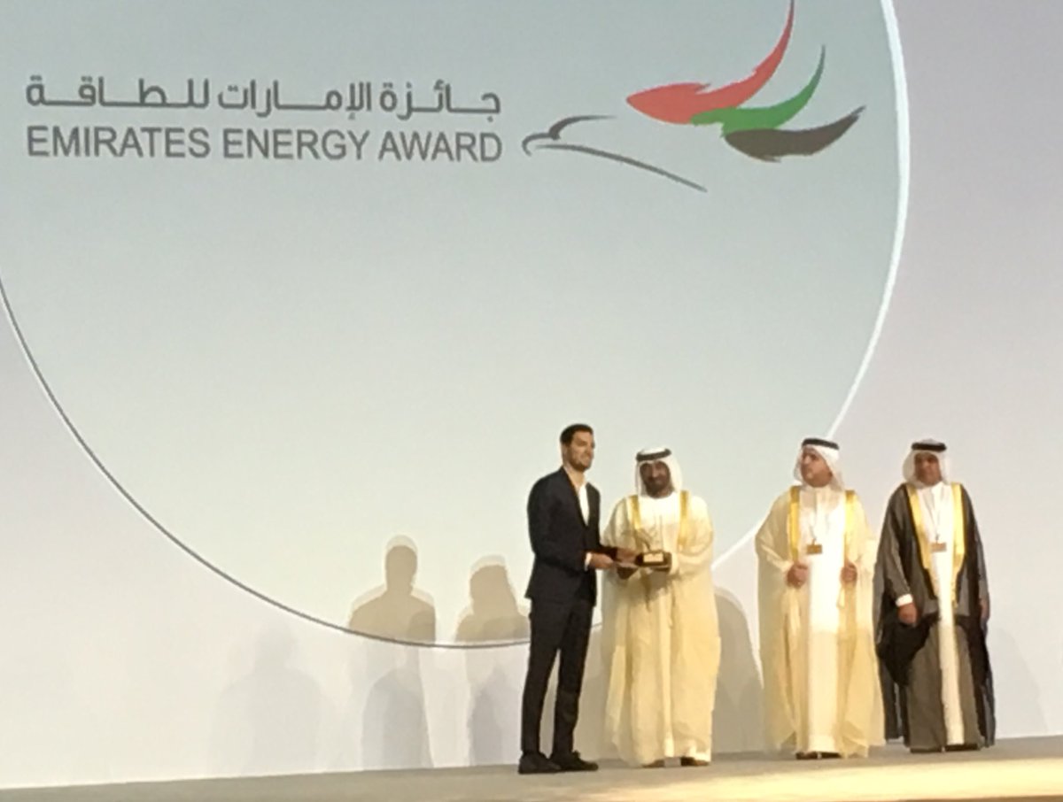 BusinessSweME's tweet photo. Proud 🇸🇪🇦🇪 moment. Congratulations @M_Mahdjoubi and @Orbital_system on winning #EmiratesEnergyAward #WGES2017 https://t.co/7DUTJcPTPk