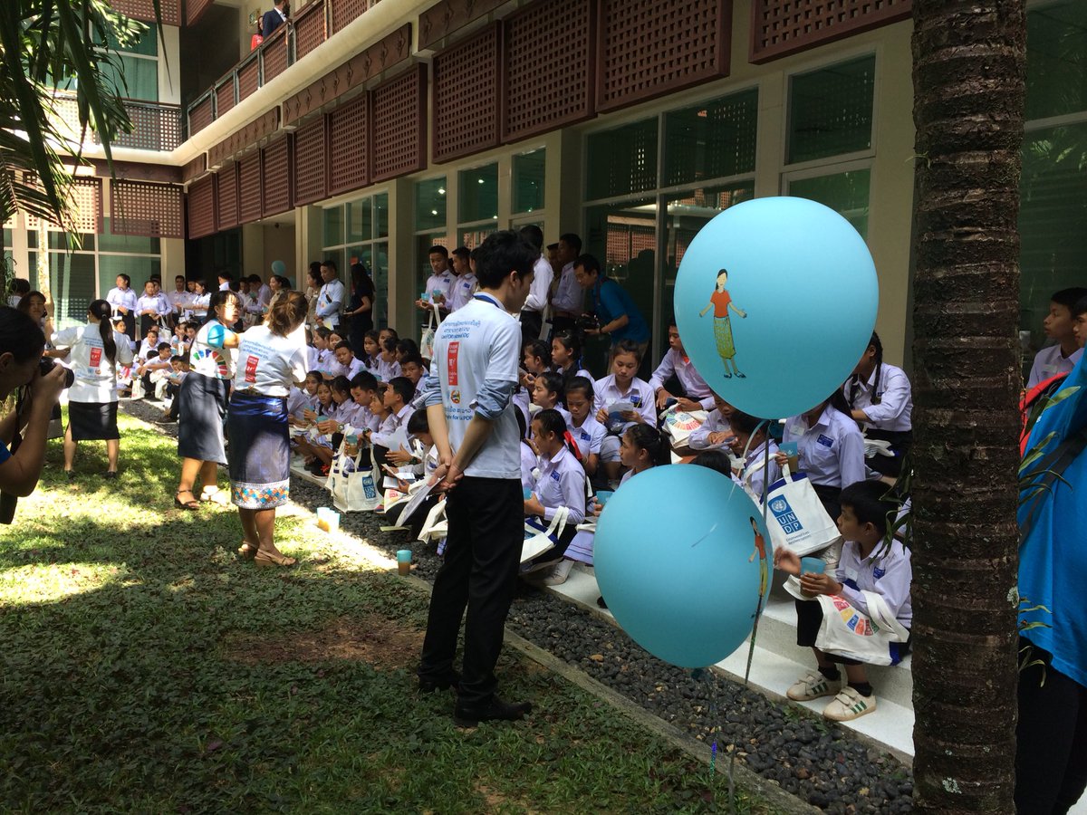 UNinLaoPDR's tweet photo. Happening now! @UN RC Kaarina Immonen welcoming 150 kids from Vientiane #Laos to our #OpenUNHouse: “Make use of the opportunity to learn!” https://t.co/e5R9TEW9mO