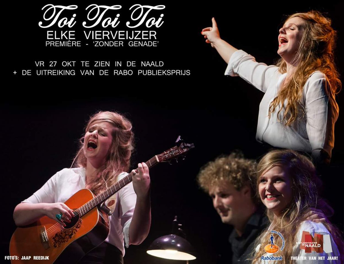 Vanavond in <a href="/griffioenvu/">Theater Griffioen</a> de première van 'Zonder Genade' van <a href="/ElkeVierveijzer/">Elke Vierveijzer</a> met aan de vleugel Michiel Wetzer. Toi Toi Toi Elke &amp; Michiel!