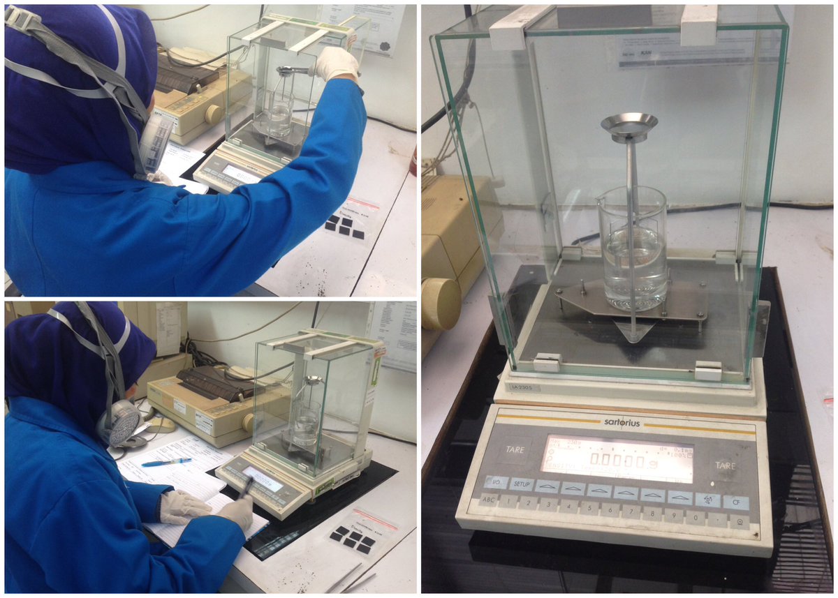 polimer_bppt's tweet image. Pengujian menggunakan density balance dengan sampel geomembrane #laboratory #pengujian