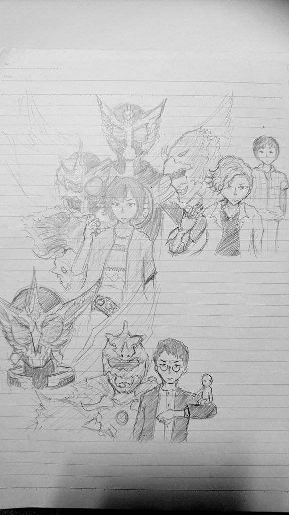 ストリウム 空き時間で描いた仮面ライダーオーズのイラスト 最初はアンクだけ描こうと思ったら いつの間にかペンが進んでました ペン画なので色が薄いですが 仮面ライダーのマスクや怪人の顔を描く楽しさを知ったので 今後も時間があれば描こうと