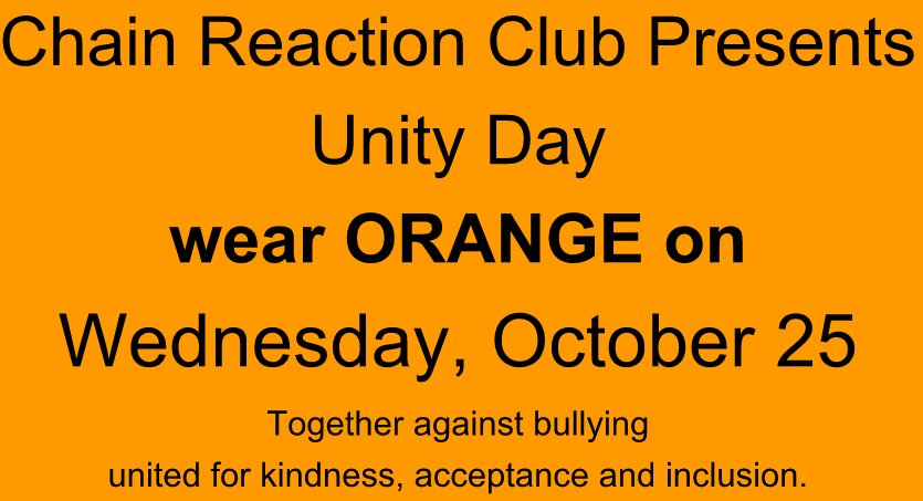 BHSChain's tweet photo. Everyone @bhs_ri wear orange tomorrow in support of #UnityDay2017. Together against bullying. United for kindness, acceptance and inclusion. https://t.co/qmS1kPCXmQ