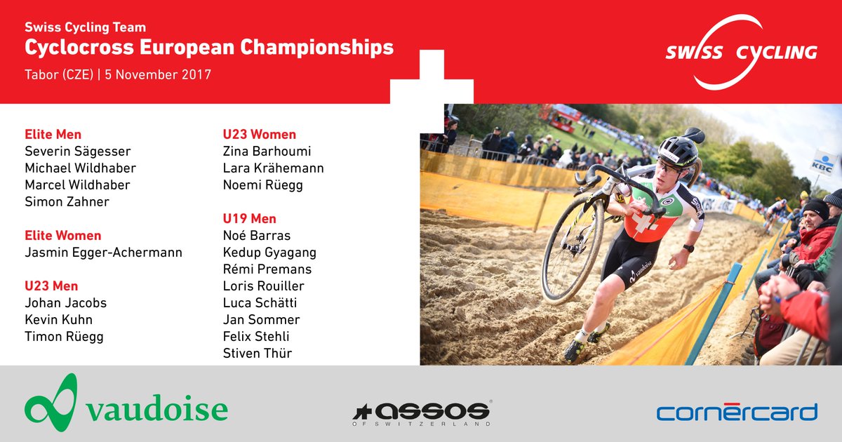Here are the selected Swiss athletes for the next Cyclocross European Championships in Tabor (5.11.)  🇨🇿
More info: bit.ly/2yOekor
