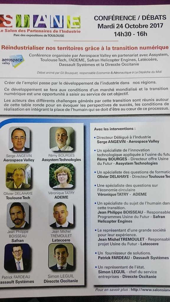 AerospaceValley's tweet image. Au #SIANE  la conf sur la reindustrialistion / transition numérique d'@AerospaceValley démarre ds le hall 4