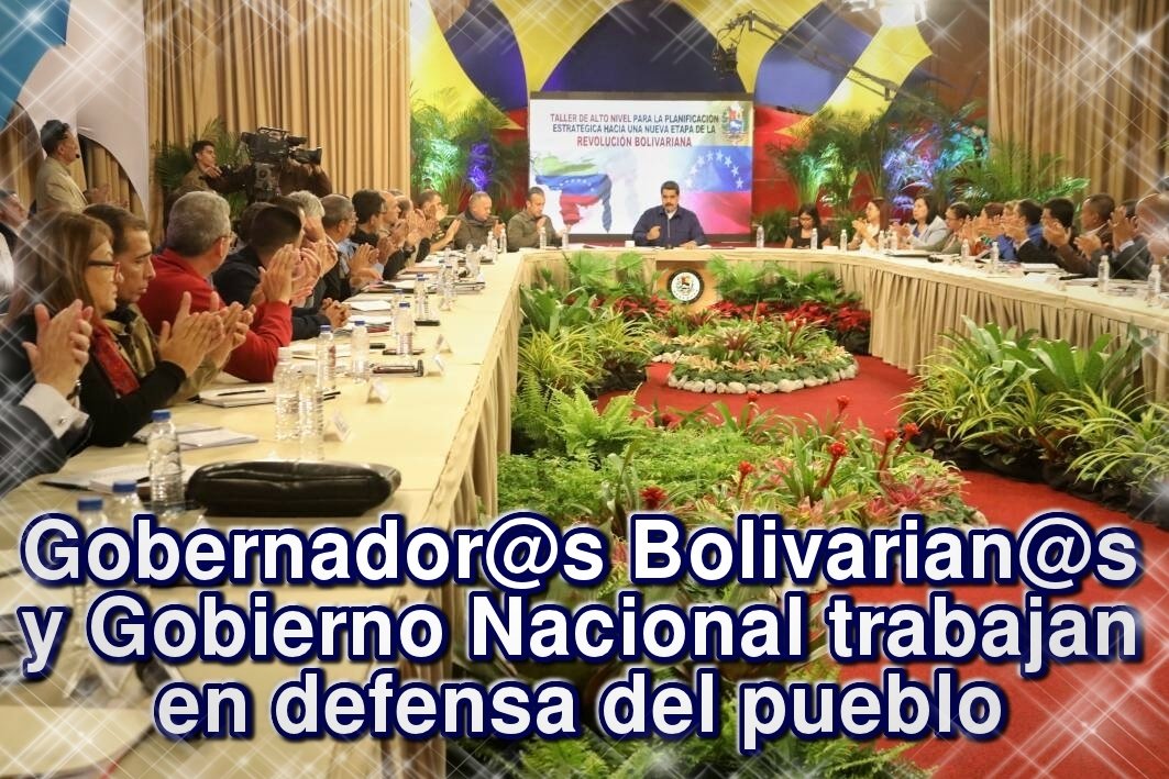 #24Oct
8 objetivos presentó <a href="/NicolasMaduro/">Nicolás Maduro</a> en Taller de Alto Nivel para la Planificación Estratégica con 18 gobernadores
#ANCPoderDelPueblo