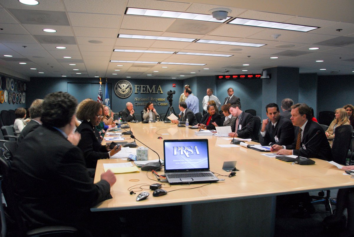 All_Things_PR's tweet photo. Public Relations Society of America workshop at FEMA headquarters. #ssucom351 https://t.co/5h0lgTLFqn
