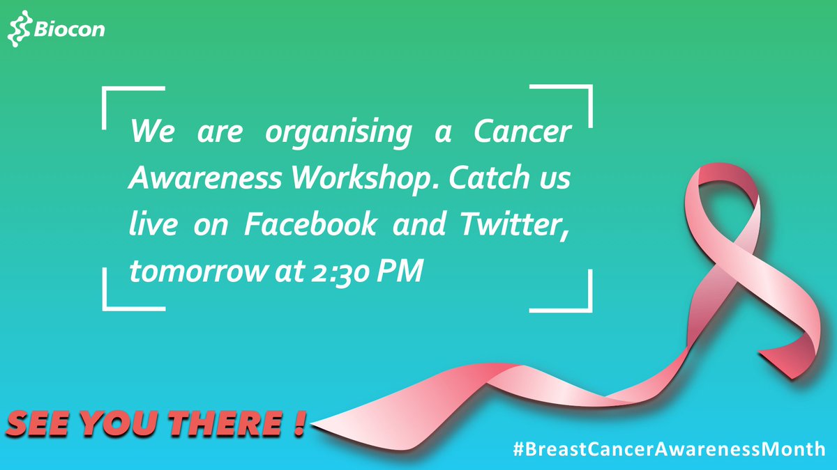 Bioconlimited's tweet photo. It's #BreastCancerAwarenessMonth and we are organising a workshop on #CancerCare. Do join us live tomorrow at 2:30 PM IST. #DetectToDefeat https://t.co/0gHF9luejW