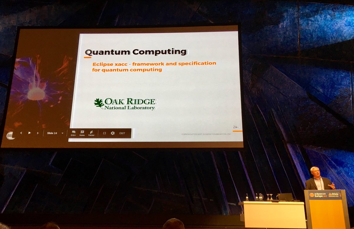 Mike is introducing the @EclipseScience quantum computing project by <a href="/ORNL/">Oak Ridge Lab</a> at #EclipseCon