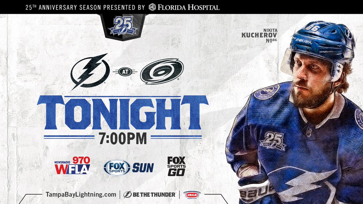 TBLightning's tweet photo. GAME DAY! ⚡️ We’re heading into Raleigh tonight for a tilt against the Hurricanes. #TBLvsCAR

📝: https://t.co/s9rq4keMH4 https://t.co/HUfYQEOC5P