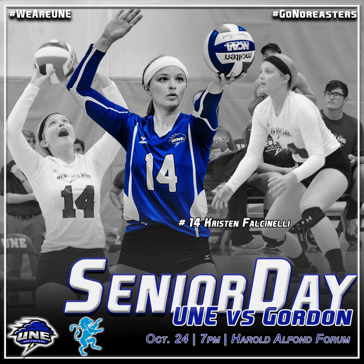 UNESports's tweet photo. SENIOR DAY

@unewvb hosts @gordonathletics 

📍Harold Alfond Forum
⏰ 7pm
📈https://t.co/LLIxRA9j3T

#WeAreUNE #GoNoreasters #d3vb #cccvb https://t.co/3eWz70yEZs