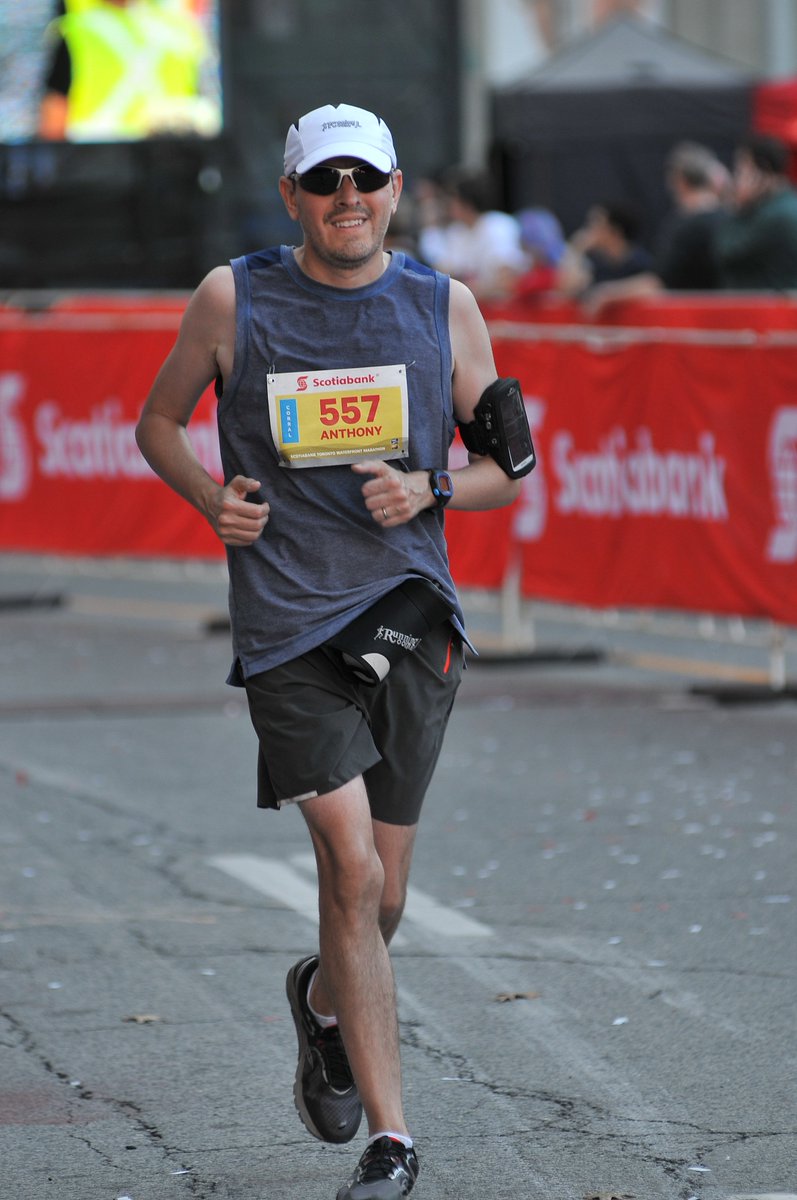 Anthony_Bonato's tweet photo. Legs are still sore. Not my fastest at 4:15. But feels terrific to have set a goal and completed it. #Marathon #STWM2017 #TuesdayMotivation https://t.co/GKyDBa2YS6