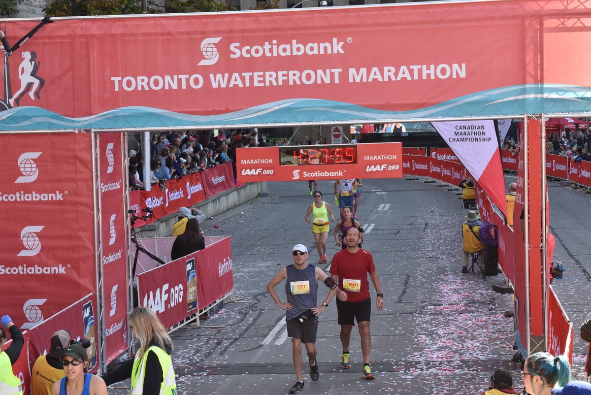 Anthony_Bonato's tweet photo. Legs are still sore. Not my fastest at 4:15. But feels terrific to have set a goal and completed it. #Marathon #STWM2017 #TuesdayMotivation https://t.co/GKyDBa2YS6