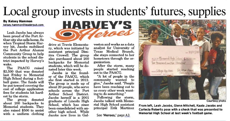 PortArthurACG's tweet photo. We are on the front page of the @panews today! Thanks @panews, we appreciate the great article and your support over the years! https://t.co/FegdRNYv4j
