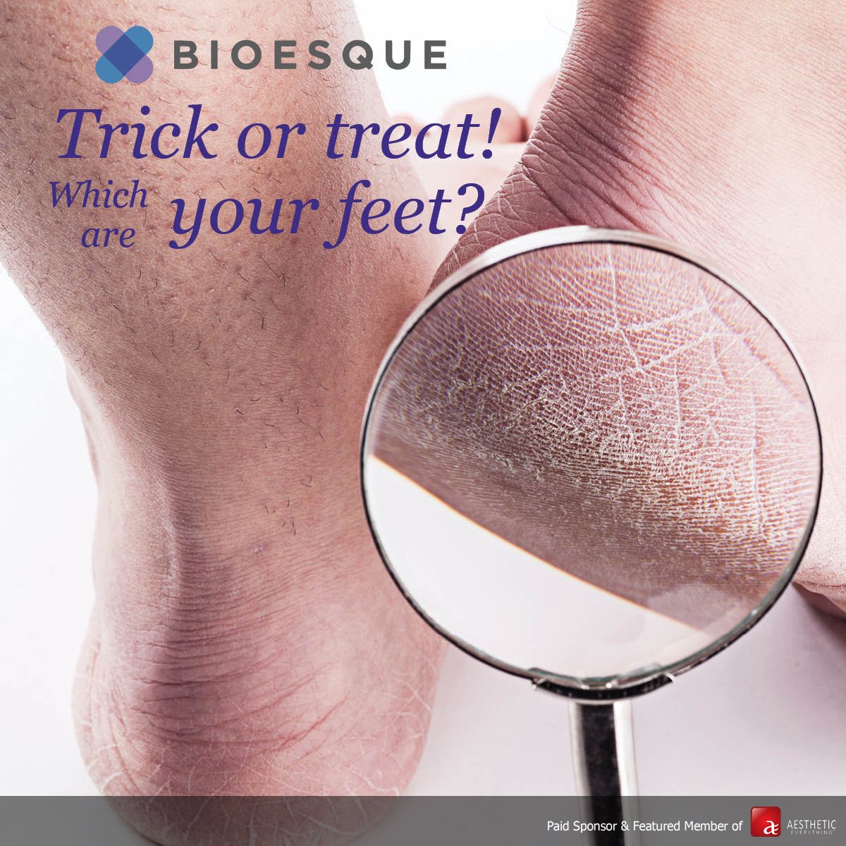 AestheticEvExpo's tweet photo. Trick or treat... Which are your feet? Shop @Bioesque at https://t.co/WZrBfuK0JQ today! #Bioesque #SkinCare #TrickorTreat #plasticsurgery https://t.co/vTce16afKy