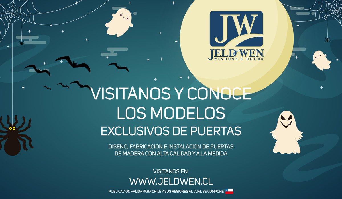 JW_CHILEOFICIAL's tweet photo. HALLOWEEN SE TOMA JELD-WEN CHILE
DESCUBRE QUE PREPARA PARA TI..........🚪🎉🇨🇱🧛‍♂️🧟‍♀️🧛‍♀️
#Halloween2017 #JELDWENCHILE #Puertas #CHILE https://t.co/xWcoyfS2BO