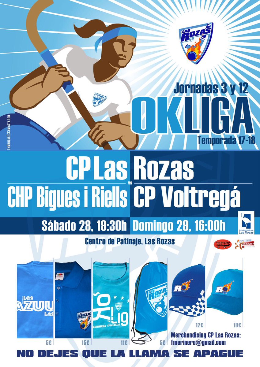 cplasrozas's tweet photo. 📅 Doble e intensa jornada de #OKLigaF en casa. Recibimos a @CHPBiR y al @voltregafemeni #OklligaF #hockeypatines ¡Azulues, no podéis faltar! https://t.co/Q9YMfuHdyu