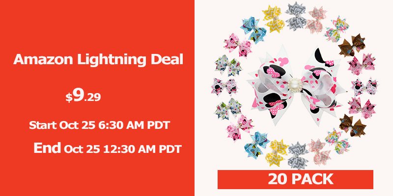 ShoppingOneDay's tweet photo. #Amazon lightning deal starts at 6:30 AM and ends 12:30 AM Oct 25. Best seller of 20 pack bows sells $8.99 only. https://t.co/Wgp0zlM1Hd https://t.co/Rfzq2zUp7J