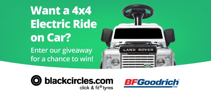 blackcircles's tweet image. 🚙 WIN a kids electric ride-on 4x4 🚙RT &amp;amp; F to enter More entries &amp;amp; T&amp;amp;Cs: goo.gl/CACgu1 Ends 03/12/2017 @blackcircles @BFGoodrichEU