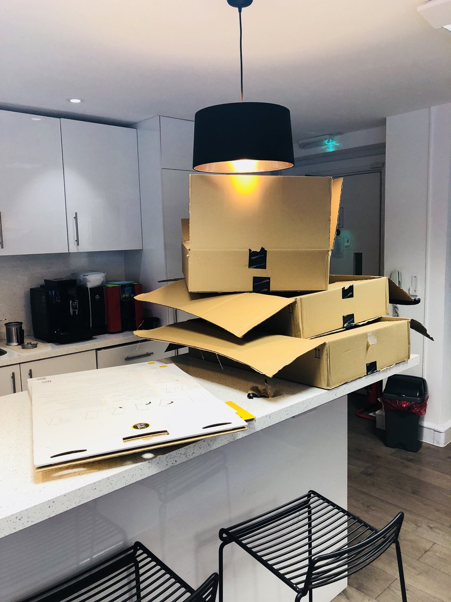 Sivanjoss's tweet photo. @amazon this is a disgusting amount of packaging for three flip charts! Why didn’t they all come in one box?? https://t.co/5YnuXXU61b