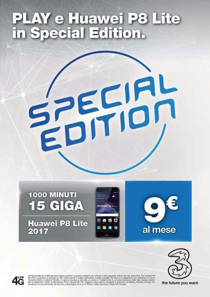 3storecascina's tweet photo. #Huawei #P8lite2017 a soli 9โฌ al mese con #PLAY Special di #3! Disponibili anche #J3 #J5 #J7 #Y6pro.CHIAMA per info 050777646 #3storecascina https://t.co/c3q5M4ZVtQ