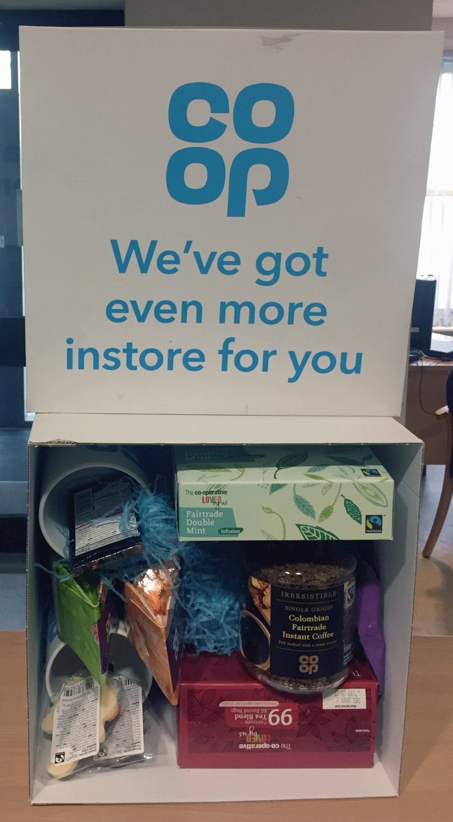 CAVSCarms's tweet photo. Thanks @CoopCarmarthen for #Fairtrade gift box & Judy from #CarmarthenFoodbank for collecting it & other food from CAVS #FoodCollectionPoint https://t.co/E1LogmvWbj