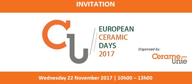 CerameUnie's tweet photo. Join us on Nov 22 to learn about current trends in R&I in the European ceramics industry! https://t.co/9eSnD12f7q #ECD #ECD2017 https://t.co/Wvnk531spC