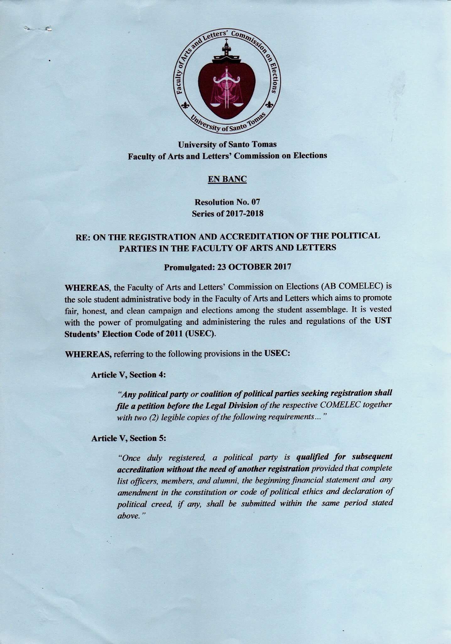UST AB COMELEC On Twitter RESOLUTION NO 07 SERIES OF 2017 2018 RE ust-ab-comelec-on-twitter-resolution-no-07-series-of-2017-2018-re