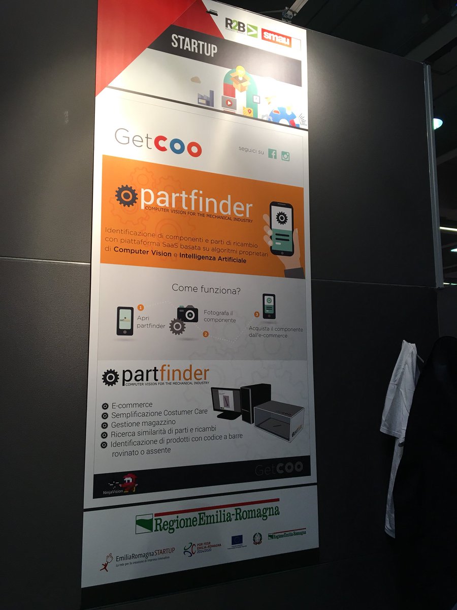 erstartup's tweet photo. Allo stand H16 di #Smau c’è #GetCOO, #startup vincitrice premio Lamack a #R2B2017 per #pathfinder: identificazione di parti di ricambio https://t.co/w0s3uoybhv