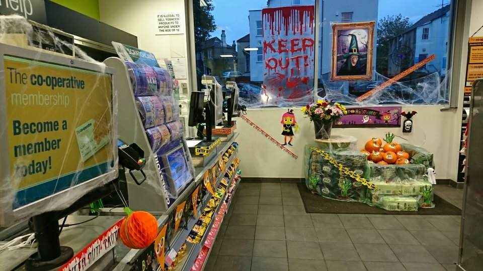 TheSouthernCoop's tweet photo. We're getting in the #Halloween spirit at our #GloucesterRoad store in #Bristol👻🎃💀🧛‍♀️ https://t.co/J2KS2Ju5BM