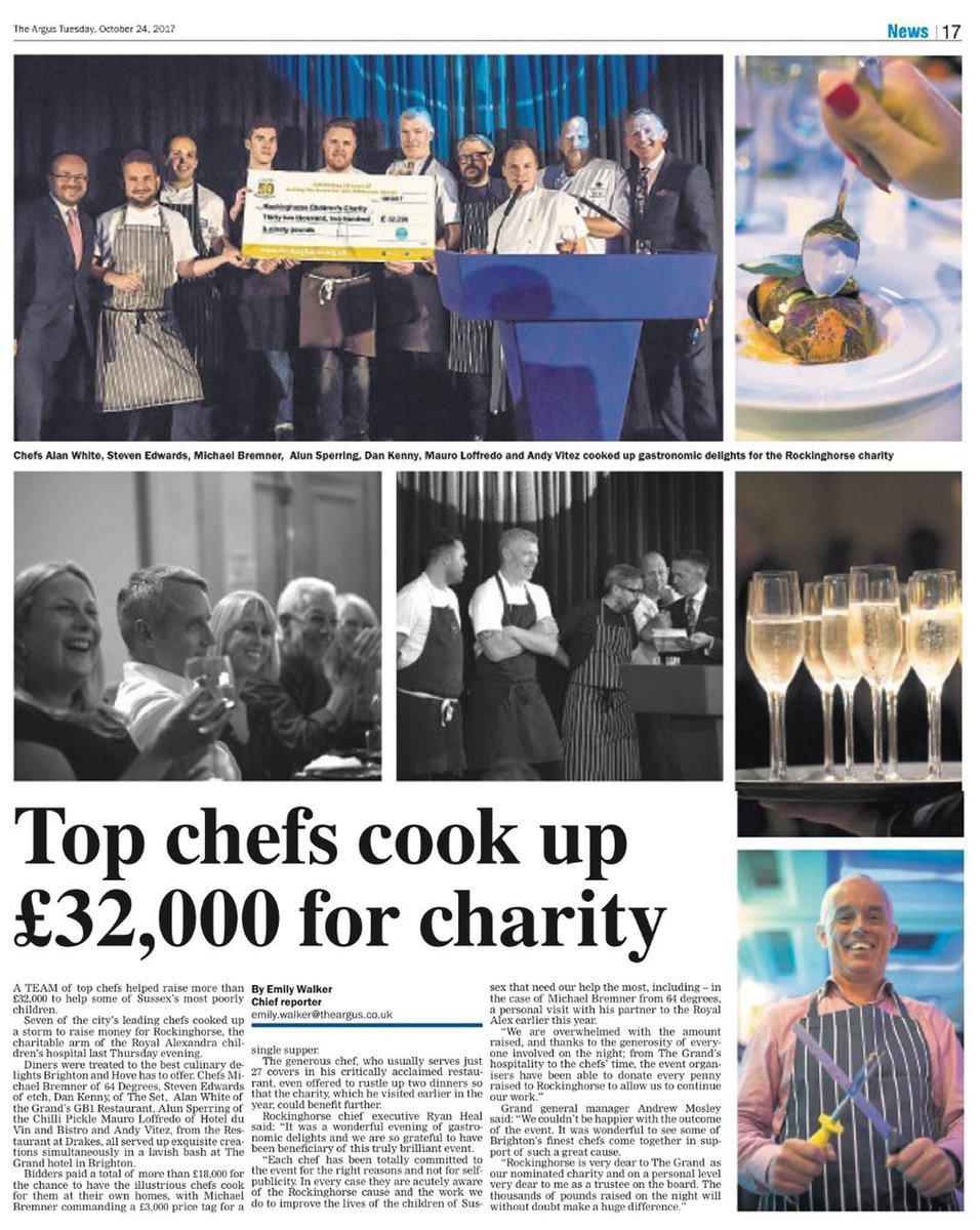GrandBrighton's tweet photo. Great piece in @brightonargus on @BrightonChefsT. #charitytuesday #brighton #foodie https://t.co/1hT7qhdpL1