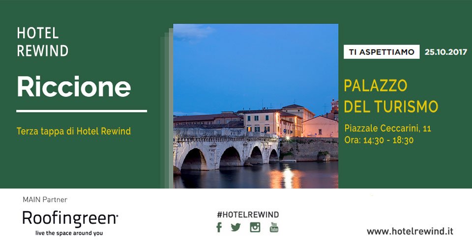 Roofingreen main partner di <a href="/HotelRewind/">agoraact</a>. A #Riccione il forum su #innovazione, #riqualificazione, #sostenibilità nel settore alberghiero.