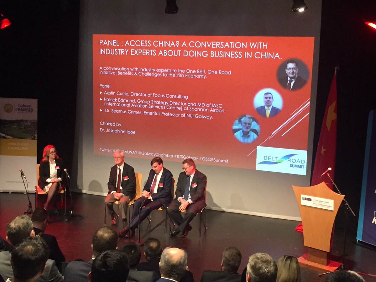 galwaycairnes's tweet photo. Panel discussion on the benefits and challenges of the One Belt, One Road initiative to the Irish Economy #OBORSummit https://t.co/ruKmk6LJNl