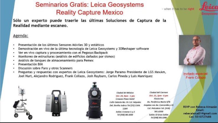 FrankCollazo8's tweet photo. Hola @saulrjz ven a mi seminario para aprender cómo y para qué funciona el scanner Leica realmente hoy a las 9am en Crowne Plaza WTC https://t.co/u3jIDx729z
