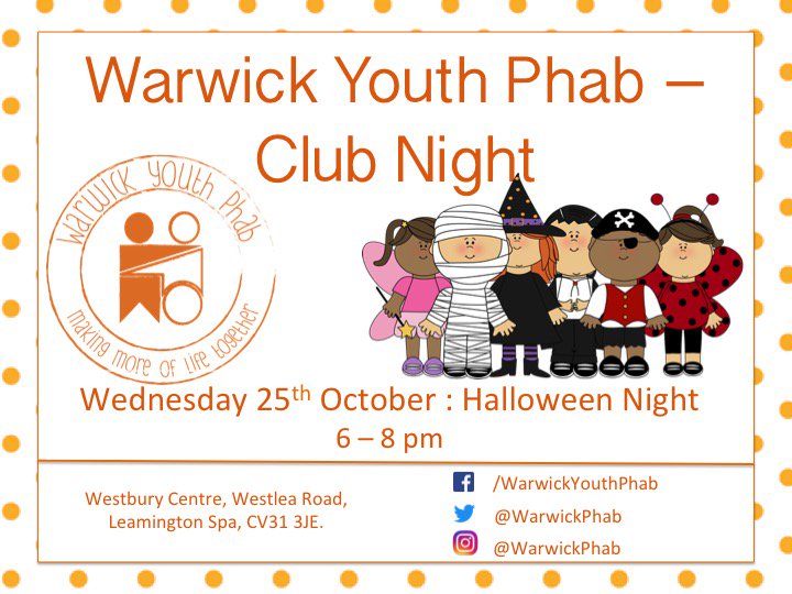 We're so excited for our Halloween night this week!! We hope to see you all there for some tricks and some treats!! #warwickyouthphab