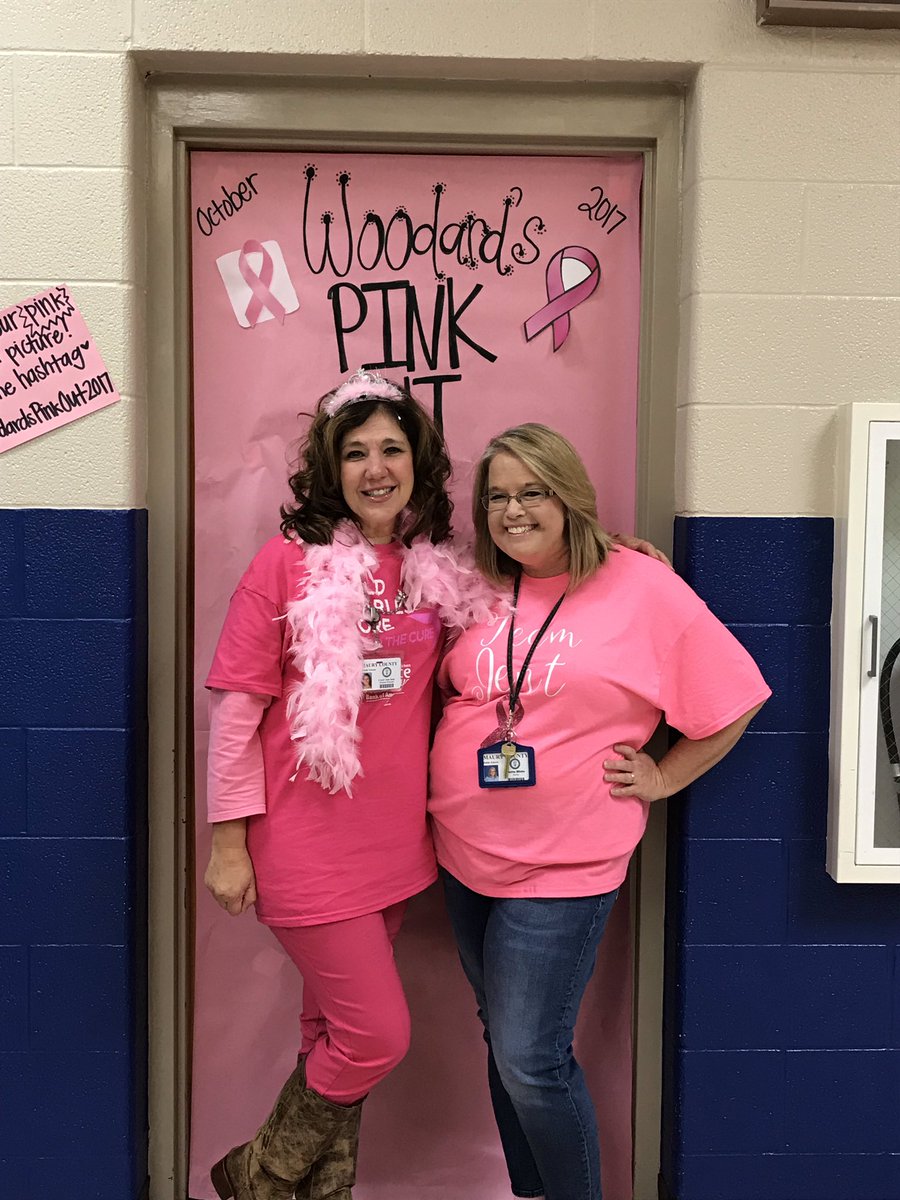 LeAnnSimmerman's tweet photo. Pink Out Day @JE_WoodardEle . Celebrating our survivors and fighters. Missing those we've lost. https://t.co/VnDjPXLcSF