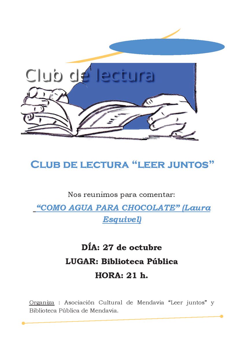 biblimendavia's tweet photo. Y este viernes: Club de lectores: "Como agua para chocolate" en compañía de un rico tazón de chocolate y bizcochos. #bibliotecaspublicas https://t.co/d7KnNQ9A2k