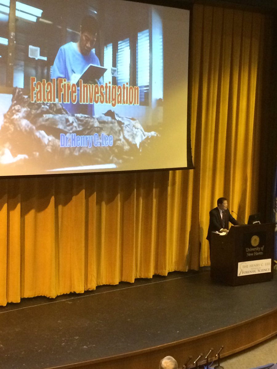 CenterDist's tweet image. University of New Haven         Dr. Henry Lee presenting: Fatal Fire Investigation