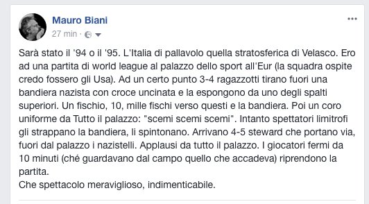 maurobiani's tweet photo. #AnnaFrank #nazismo #sport Sarà stato il '94 o il '95. L'Italia di pallavolo quella stratosferica di Velasco. (...) (@ilmanifesto ) https://t.co/ypi9NdJEhr