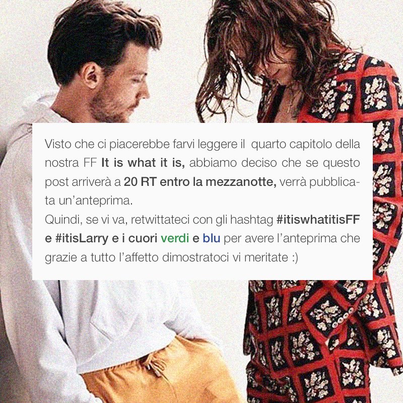 _it_is_Larry's tweet photo. #isiswhatitisFF #itisLarry ππSe entro la mezzanotte arriviamo a 20 RT, domani pubblicheremo un'anteprima ;)
https://t.co/ziVK7ApEiw https://t.co/ID37jgrjnX