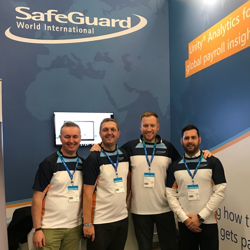Safeguard_Globl's tweet photo. Our team @PManson1 @1MartinJSweeney are ready to talk all things #globalpayroll at booth 117! #HRTechWorld #SafeGuardWorldTour https://t.co/KPkjmjWRou