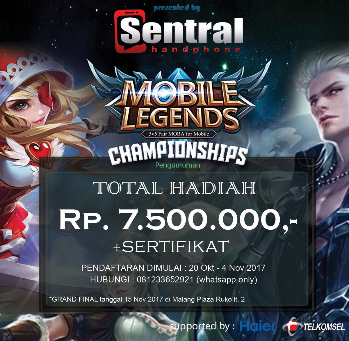 sentral_group's tweet photo. MOBILE LEGEND CHAMPIONSHIPS https://t.co/Pbqd3TQsv0