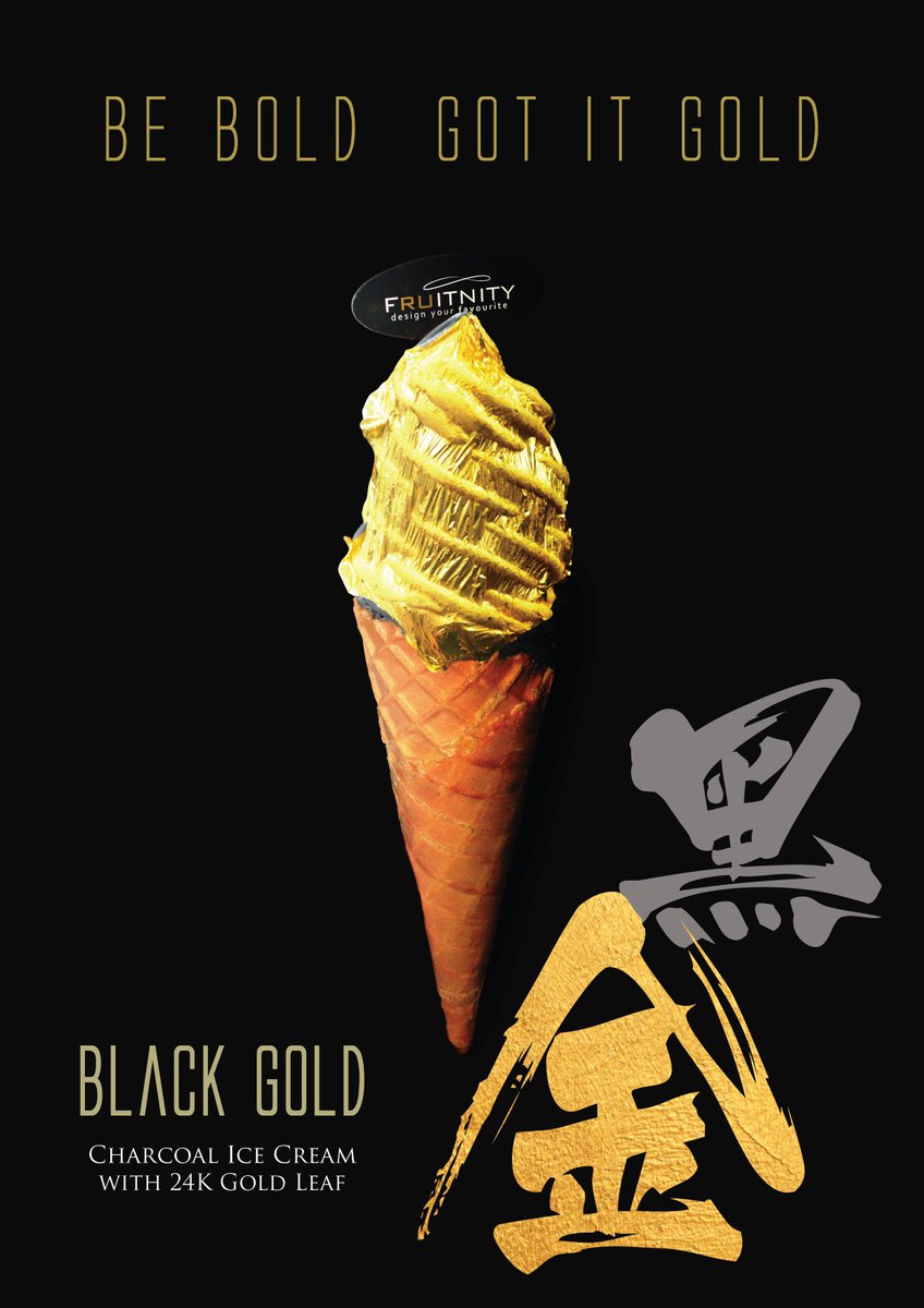 fruitnity's tweet photo. [limited edition] ‘Black Gold Ice Cream’ - premium charcoal ice cream topped with 24K gold leaf!
#blackgold #beboldgotitgold #fruitnity https://t.co/xwV4X7JgR0
