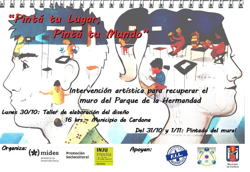CardonaNodo's tweet photo. Participá en el diseño y en la pintada!!! Podés proponer y "meter la cuchara" (¡o el pince!)
#pintatulugar
#pintatumundo
#pintaCardona https://t.co/8eftibL1mi
