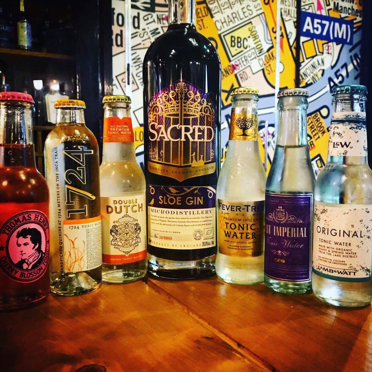 TheGinBible's tweet photo. It’s Tuesday #Manchester, which can mean only one thing... #TonicTasteOff @TheAtlasBar! 
One gin, six tonics. Which will win? You decide 🍸 https://t.co/0ynHmWCCZT