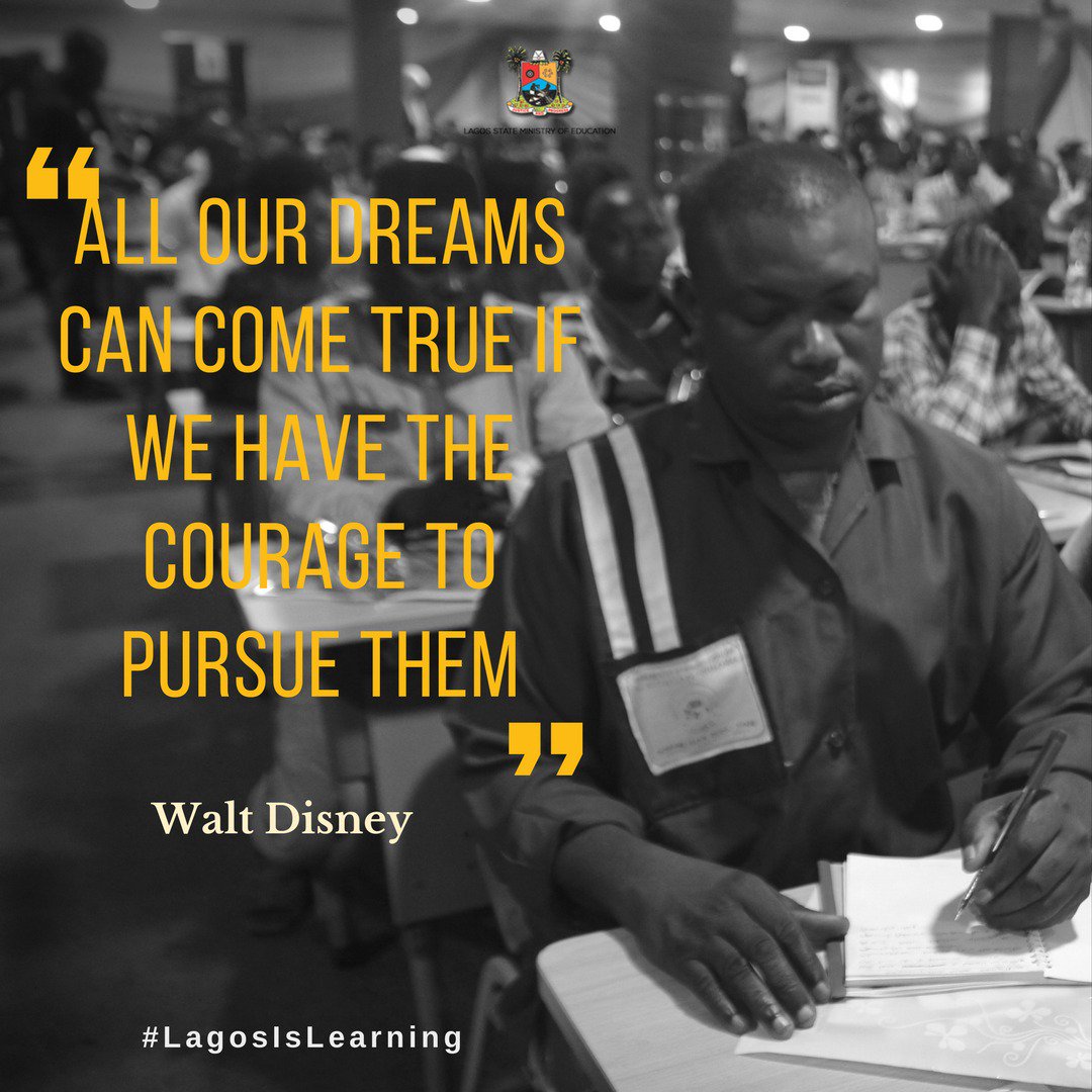 enviupdatelasg's tweet photo. "All our dreams can come true if we have the courage to pursue them." Walt Disney #LagosIsLearning https://t.co/hBSpj81U9c