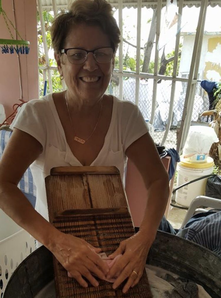 This is my Great Aunt in Puerto Rico. Washing her clothes on a washboard - because they HAVE NO RUNNING WATER #PuertoRico #PuertoRicoRelief