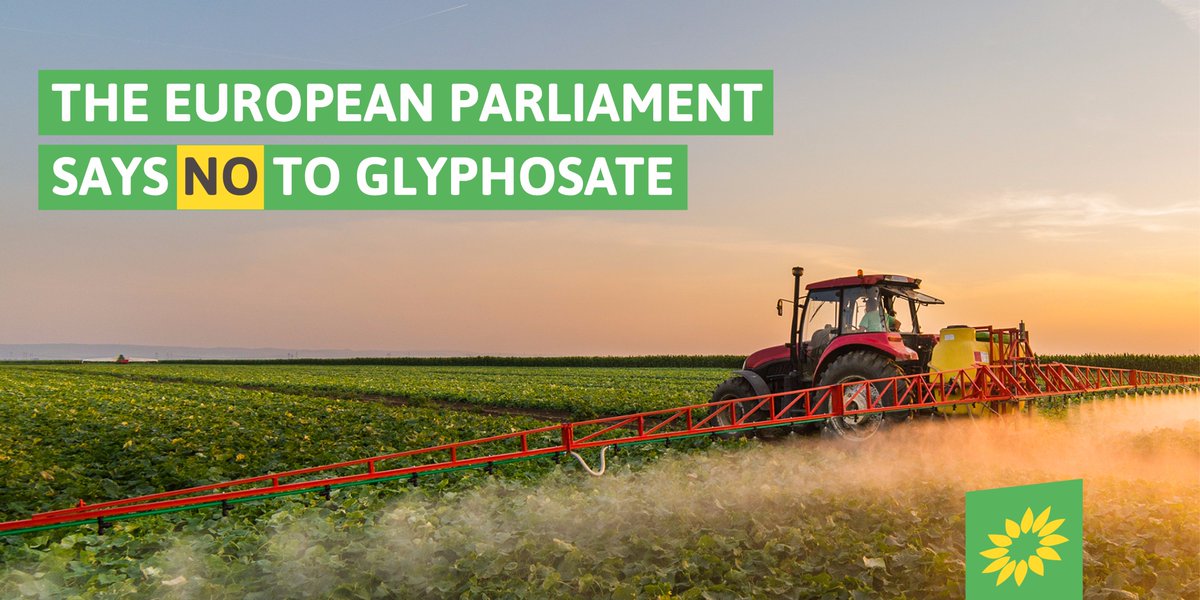 europeangreens's tweet photo. Fantastic news! The European Parliament has voted in favour of totally banning #Glyphosate within the next 5 years 💚 https://t.co/FYYnVJWeqa