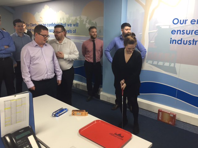 cardinalcaptain's tweet photo. We ended up with a dead heat this morning with Team3 and Accounts both tying 6 inches #Nearestthepin #makingfreightfun #happyworkday https://t.co/F22wms1K29