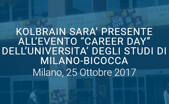 KolbrainSrl's tweet photo. Domani 25 Ottobre saremo a #Milano al #CareerDay di @Unimib . Ti aspettiamo presso il nostro stand  #jobopp 
https://t.co/aAC9apqAfg https://t.co/oJsYACAmms