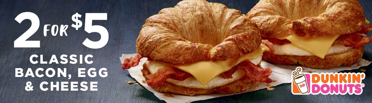 Who doesn't love breakfast sandwiches? Stop by <a href="/DunkinDonuts/">Dunkin'</a> this morning for this great deal! #dunkindonuts #breakfast